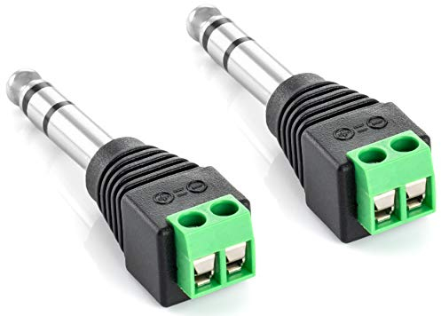 POPPSTAR Conector Jack (Adaptador clavija Jack 6.35 macho a regleta de bornes de 2 polos), 2 piezas