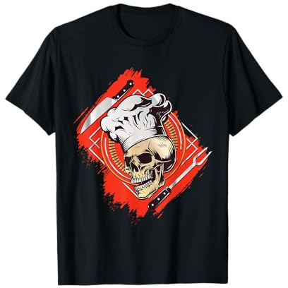 Koch Totenkopf Motiv Besteck Kochen Chefkoch T-Shirt