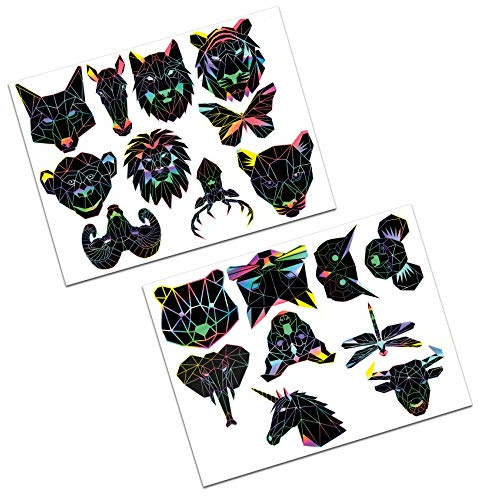 Finest Folia 19 adesivi con animali poligonici, ologrammi, design geometrico, autoadesivi, per auto, moto, laptop, frigorifero, decorazione da parete R117 (set completo)