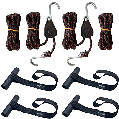 Kayak and Canoe Tie Down System 2Pcs Quick Loops and 2Pcs Sentry Ratchet Tie Down Rope