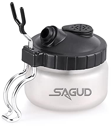 SAGUD Airbrush Cleaning Pot Glass Bottles Cleaner Kit with Air Brush Jar Holder Station
