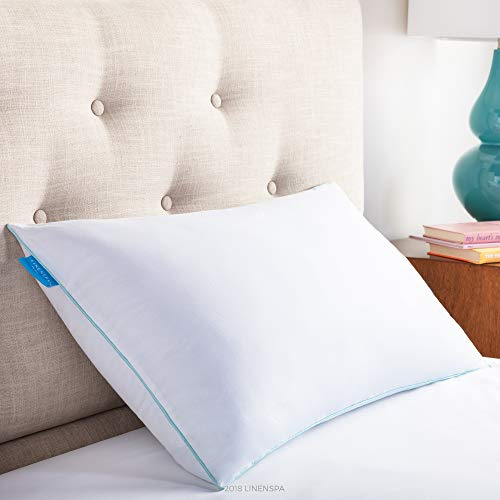 Linenspa Geschreddertes Memory-Foam-Kissen 74 x 48 cm mit kühlender Gelhülle – festes Bettkissen, Unterstützung für Schulter und Nacken – Abnehmbarer Baumwollbezug