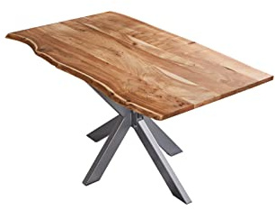 SAM Esstisch Benni 120x80 cm Akazie Natur/Spider-Gestell Silber