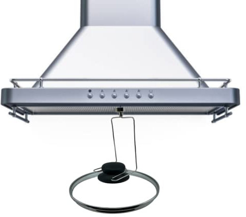 Magnetic Pot Lid Holder Organizer For Hood Vent - Keep Kitchen Counter Clean with Heavy Duty Hook Lid Holders and Spoon Rests for Use While Cooking; Stove Stand for Lids | Unique Kitchen Gadgets