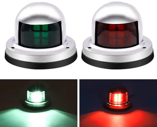 NWpangu LED Navigation Lights 12V IP67 Waterproof Boat Signal Light Red Green Marine Warning Lamps for Boat Pontoon Yacht Skeeter, 2pcs