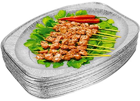 YAYODS Lot de 40 grands plateaux de service jetables en aluminium pour fête, mariage, restauration, 34 x 24 cm