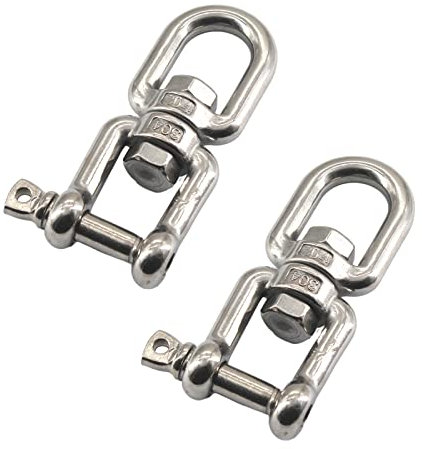 2Pcs 304 Stainless Steel M8 Jaw Eye Swivel Ring Shackle 360° Swivel Ring Connector