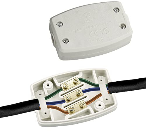 2Pcs 3 Terminal Electrical Junction Box, Jagowa 250V 13Amp Cable Joiner Box Flex Connector for Outdoor Connector Electrical Power and Automotive Wiring (White)