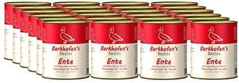 Barkhofen Tiernahrung Nassfutter für Ihren Hund 24x 800g – Hundefutter nass & getreidefrei mit Ente - Hunde Futter in Dosen ohne Getreide