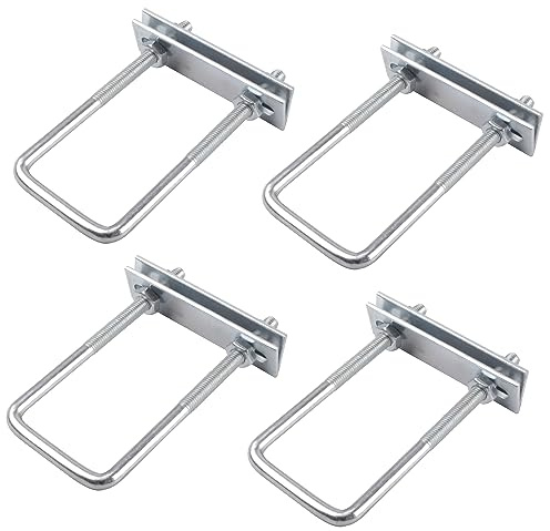 Bügelschraube M8 U Bügel mit Gewinde U Bolzen Quadratische 4 Stück U-Bolt | M8 Gewindebügel Mit Mutter Rahmen Und Unterlegscheibe für Werkstatt Rundstahlbolzen Rundstahlbügel M8x50x130mm