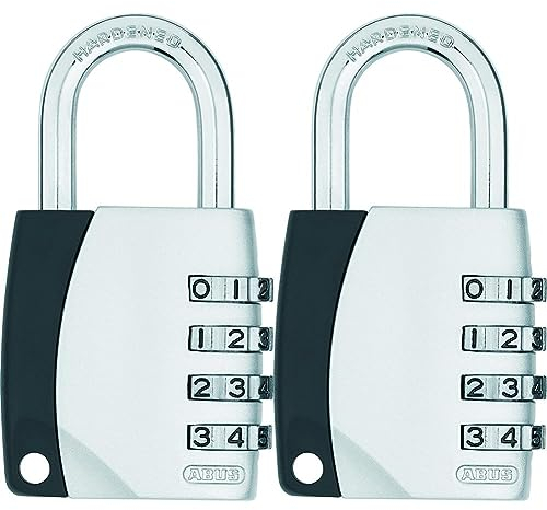 ABUS Zahlenschloss 155/40 - Vorhängeschloss mit Zinkdruckguss-Gehäuse - Kofferschloss/Spindschloss mit individuell einstellbarem Zahlencode - ABUS-Sicherheitslevel 4 - Silber (Packung mit 2)