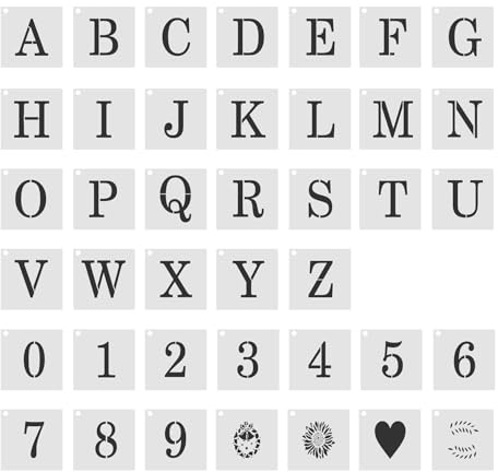 Luckious 40pcs Letter and Number Templates - 1-Inch Reusable Plastic Uppercase Letter Stencils, Alphabet & Numbers Stencils Set, White