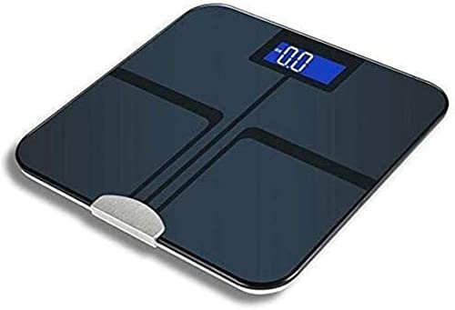 LEONYS Échelle de graisse corporelle Bluetooth numérique, échelle de salle de bain avec BMI, Échelle de poids avec une échelle de graisse corporelle avec 4 capteurs de précision Hight, 8 mm Verre trem