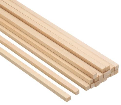 PATIKIL Bastoncini in Legno per Steli da 3/16 Pollici, 20 Pezzi di Bastoni in Legno Quadrati da 12 Pollici Non Finiti per Fai da Te e Articoli per l'Artigianato