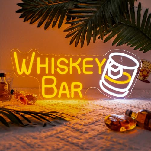 LUCUNSTAR Whiskey Bar Neon schild Bier Led Neon Whiskey Bar Neon Sign Zeichen für Wand Dekor Bar Neonlicht Schriftzug Beleuchtung für Home Bar Cart Restaurant Bier Cafe Bistro Club Party Geschenk