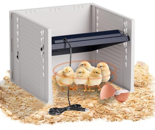 Brooder Chauffage pour poussins, plaque chauffante avec plaque facile à nettoyer, 25,4 x 25,4 cm, couveuse de poulet rutine pour 15 poussins, chauffage à hauteur réglable 25 W (2024 nouveau - noir