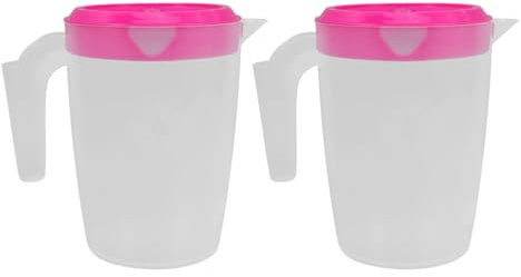 Amosfun Lot de 2 Set de Set de Pichets pour Réfrigérateur avec Couvercle, Capacité 1l, Pichet Infuseur à Thé Froid en Abs Rouge, pour Bars et Boissons Fraîches