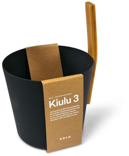KOLO Kiulu 3 Sauna Kübel 5 l - Schwarzes Aluminium - Bambusgriff - Langlebiges zweiteiliges Sauna-Set für Aufgüsse und authentische finnische Saunakultur - Made in Finland