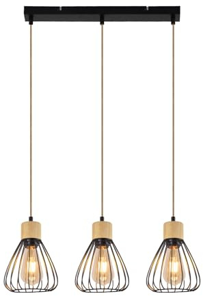 ZMH Hängelampe Vintage Pendelleuchte Esszimmer - Esszimmerlampe Retro Industria Hanfseil Esstisch Esstischlampe Schwarz 3 Flammig E27 Hängeleuchte für Wohnzimmer Schlafzimmer