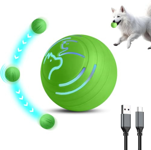 Easing Interaktives Hunde-/Katzenballspielzeug, LED-Licht, intelligent, bewegungsaktiviert/springend, automatischer Rollball für Welpen, kleine, mittelgroße Haustiere mit 4 interaktiven Modi,