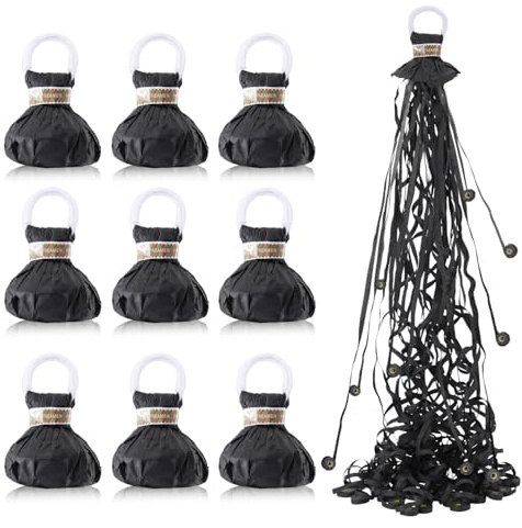 BATTIFE 10 Packs Blcak Streamer Poppers, Hand Throw Confetti Poppers, No Mess Paper Crackers for Wedding, Birthday Party, Celebrations