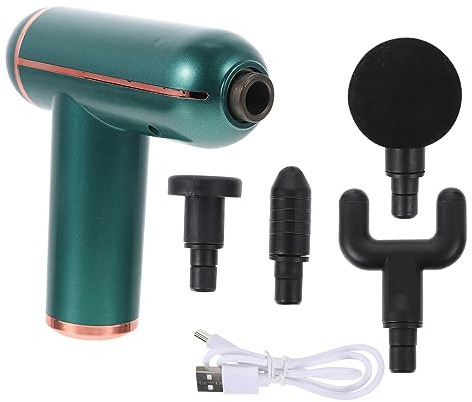 ERINGOGO Wiederaufladbares Tiefengewebsmassagegerät mit 6 Geschwindigkeitsstufen und 4 Massageköpfen USB Ladefunktion Ergonomisch für Reisen und Yoga Geeignet