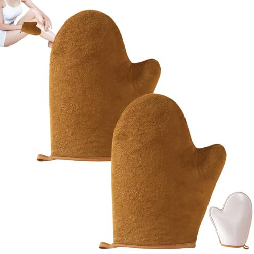 2 Pièces Gants Autobronzant Corps Et Visage, Applicateur De Gants Autobronzant, Gants De Bronzage, Selfs Tan Mitt Sunless Gloves Applicator Réutilisable Pour Lotions, Corps Huiles Et Crèmes Sola