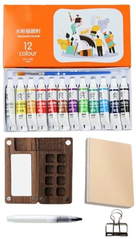 Aquarell-Set für Reisen – tragbares Malset, kompakte Palette | Aquarellfarben mit Skizzenbuch und Stiften, Outdoor-Kunstbedarf für Studenten
