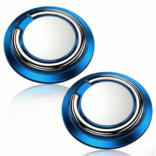 Hopzab 2 Pcs Phone Ring Holder 360° Adjustable Rotating Mobile Phone Loop Universal Mobile Finger Kickstand Single-sided Magnetic Finger Grip Ring for All Smartphones(Blue)