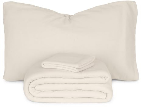 Vionara Home Completo Lenzuola in Pile Tinta Unita, Caldo e Morbido, Set Letto Invernale, Sotto con Angoli Elasticizzati, Alta Qualità, Facile da Lavare, Comfort Avvolgente (Panna, Singolo)