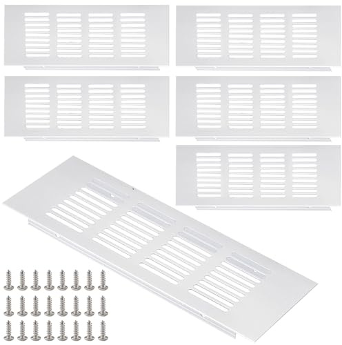 lomdung 6 Pièces Grille Aeration Rectangulaire, Grille D’aération en Aluminium à Encastrer, Grilles Ventilation 200 x 80 MM, avec 24 Vis de Fixation, pour Les Armoires, Les Armoires à Chaussures