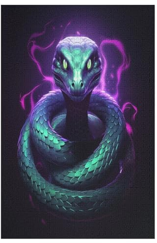 Puzzles 1000 Pièces Adultes, Puzzle De Jeu, Serpent Planche De Bois, Excellent Cadeau pour Enfants （78×53cm）