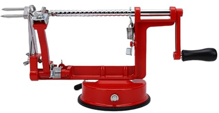 Cocoarm Acciaio Inossidabile Sbucciatore Affettatore Torsoli Mele, Utensile da Robusto con Rivestimento Smaltato Rosso e Base a Ventosa Forte, per Mele Pere Patate e Altri Frutti