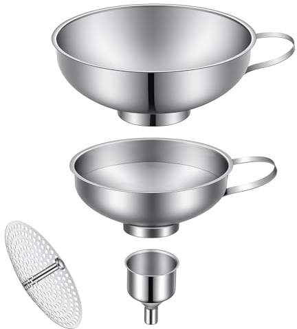 4 Stück Trichter Edelstahl Set, Marmeladentrichter, Kleine Küchentrichter Einmachtrichter Edelstahltrichter Mini Trichter für Marmelade, Kochöle