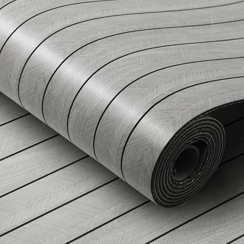 Swehooirt 3MM Thick 3D Self Adhesive Wallpaper Insulating Grey Wood Effect Grating Panel Wallpaper Dampproof Peel and Stick Wall Panels Removable Wall Paper for Livingroom Bedroom