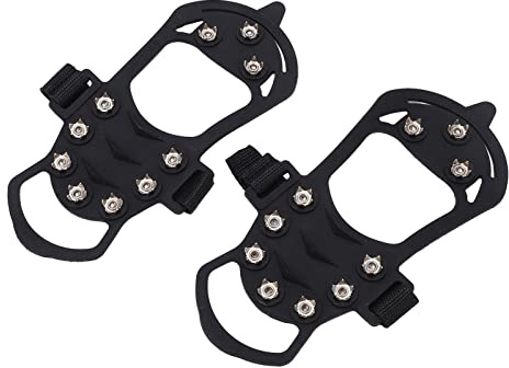 2 Stück 10-Zahn-Eisstiefel, rostfreier Edelstahl-EIS- und Schneegriff, leichte rutschfeste Traktionsstollen mit Silikonriemen für Wandern, Klettern und Winter (XL)