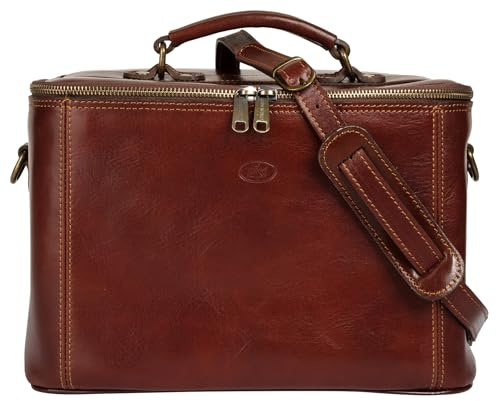 PIKÉ Beauty Case Echt Leder Damen Made in Italy | eleganter Kosmetikkoffer | Necessaire mit Spiegel