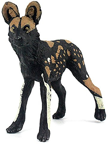 FUNSHOWCASE African Jungle Animals Wild Dog Toy Figure Realistic Plastic Figurine Height 2.8-inch
