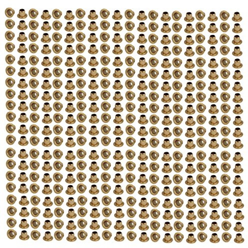 sourcing map 200 Stücke Hohle Ösen Nieten Beschlag Messing Überzogenes Metall M3 x 3mm Golden de