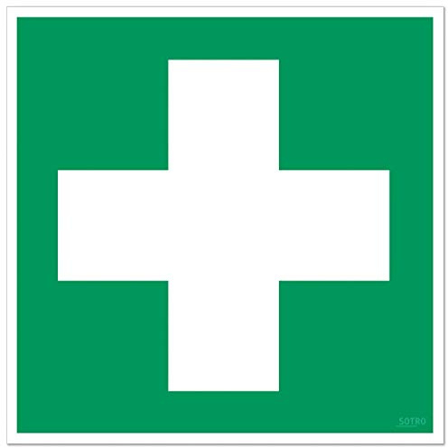 Erste Hilfe Aufkleber Sticker Zeichen Grünes Kreuz Hinweisschild, 5 St. 20x20 cm