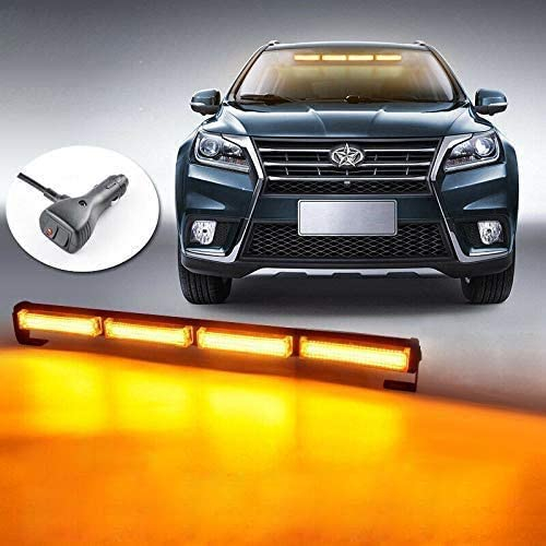 Dinfu 40W Luz de advertencia LED naranja con 17 modos de estroboscopio, luz intermitente de 24 pulgadas para camiones, luz de emergencia amarilla para Techo Superior