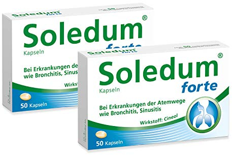 Soledum Kapseln forte | 2 x 50 Kapseln| Erkältungskapseln mit Cineol bei Entzündungen der Atemwege wie Bronchitis