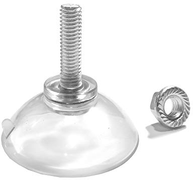 Gancho de ventosa de PVC transparente fuerte M6 de tornillo largo, rosca de extensión de 2,2 cm, diámetro de ventosa de 4,4 cm (20 PCS, L-M6-D4.4-LOCK NUT)