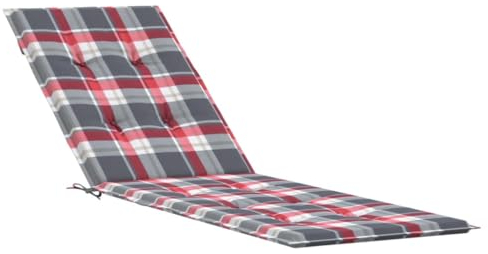vidaXL Liegestuhl Auflage, Polster Auflage für Deckchair, Polsterauflage für Gartenliege, Liegenauflage Outdoor, Rot Karomuster (75+105) x50x4cm