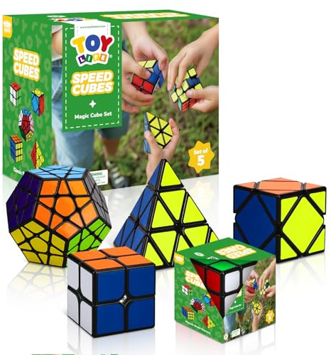 STEAM Life Speed Cube Set 5 Pack Magic Cube | Includes Speed Cubes 3x3, 2x2 Speed Cube, Pyramid Cube, Megaminx Cube Puzzle Cube Bundle for Kids & Adults