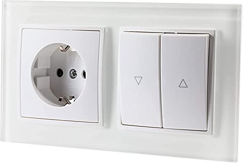 Unterputz Kristallglas Steckdose, Jalousietaster, All-in-One, Serie K1 weiß