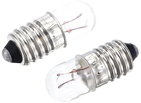 sourcing map E10 - Bombillas miniatura con base de tornillo, 6 V, 0,5 A, luz amarilla cálida, mini lámparas con caja de almacenamiento, paquete de 10