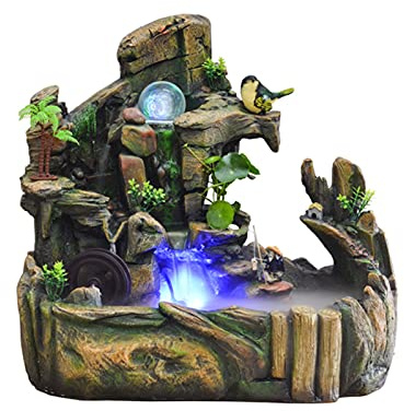 Fuente de Mesa Fuente de Mesa Interior Fountain Lighting y Sonidos de Cascada Natural for el hogar de la Oficina en el hogar Escritorio SPA y Decor Decoración de Regalo (Size : Large)