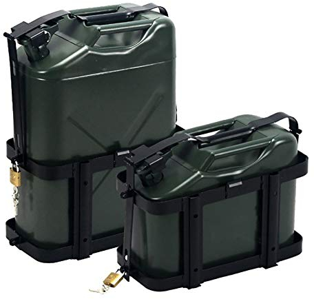 LOUFOU Metall-Benzinkanister Kraftstoffkanister mit Gasdosenhalter Power Emergency Backup Tank für Benzin, Diesel, Bio-Ethanol -Kraftstoff-Kanister Olivgrün 10L/20L