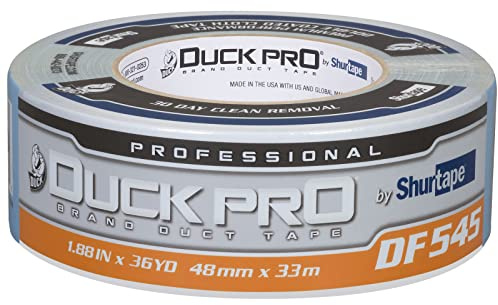 Shurtape DF 545 Duck Pro Professional Grade, Premium Double-Coated Cloth Tape for Carpet, Pads, Easy Removal, 48mm x 36yd, 10.5 mil, Blue, 1 Roll (105455)